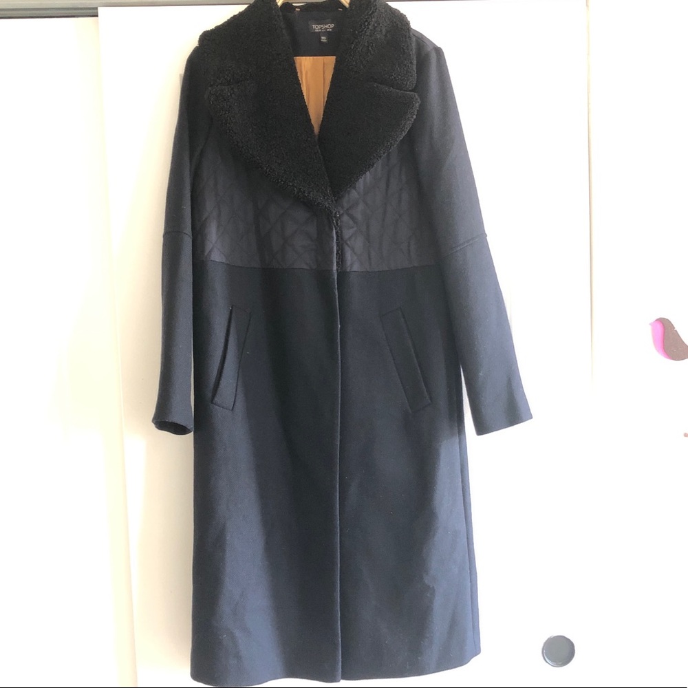 Topshop Quilted Long Coat